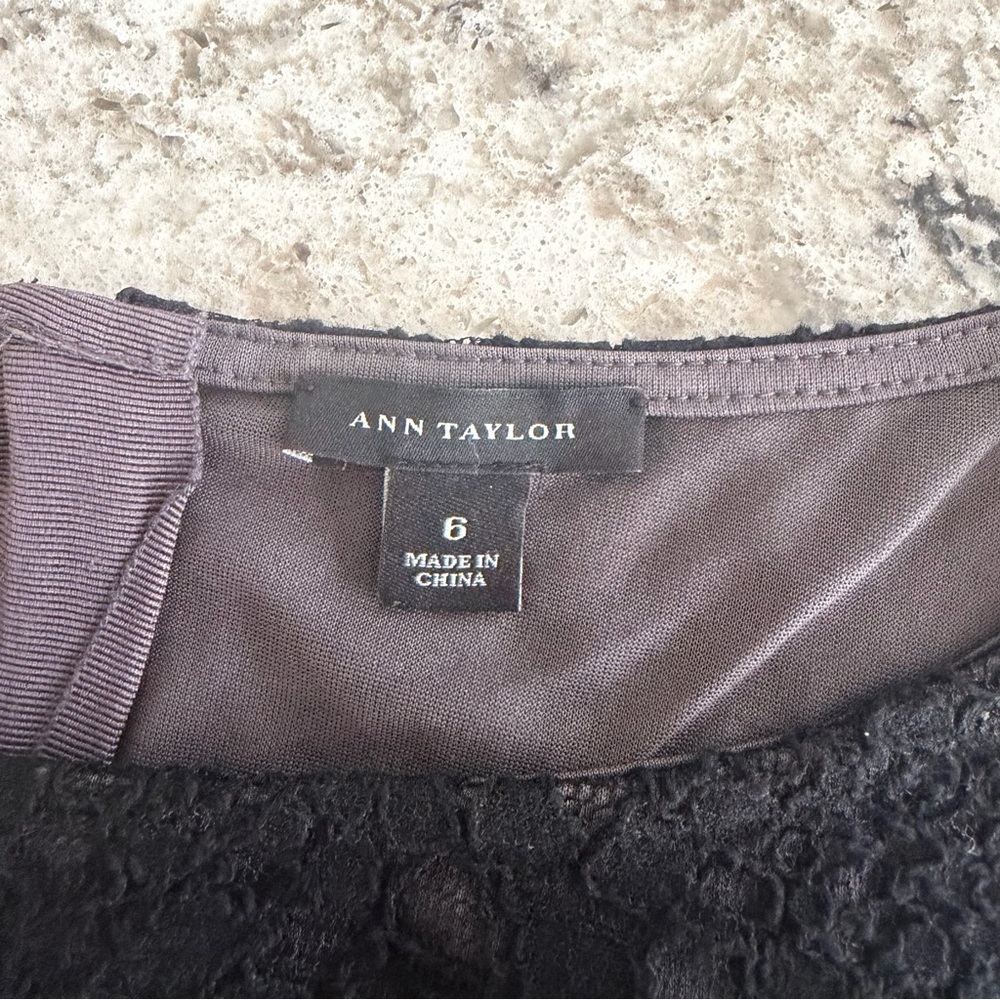 Ann Taylor Women's Top Sleeveless Lace Tweed Peplum Preppy‎ Black Gray Size 6 - Picture 7 of 8
